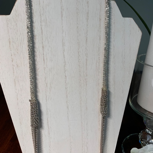 CHICO’S Silver beaded and chain Statement Necklace. 39”-43” - Picture 3 of 8